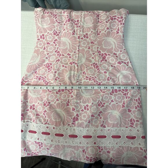 Lilly Pulitzer Pink Floral Eyelet Ribbon Trim Shift Dress Cotton Sz 4 - Picture 9 of 14